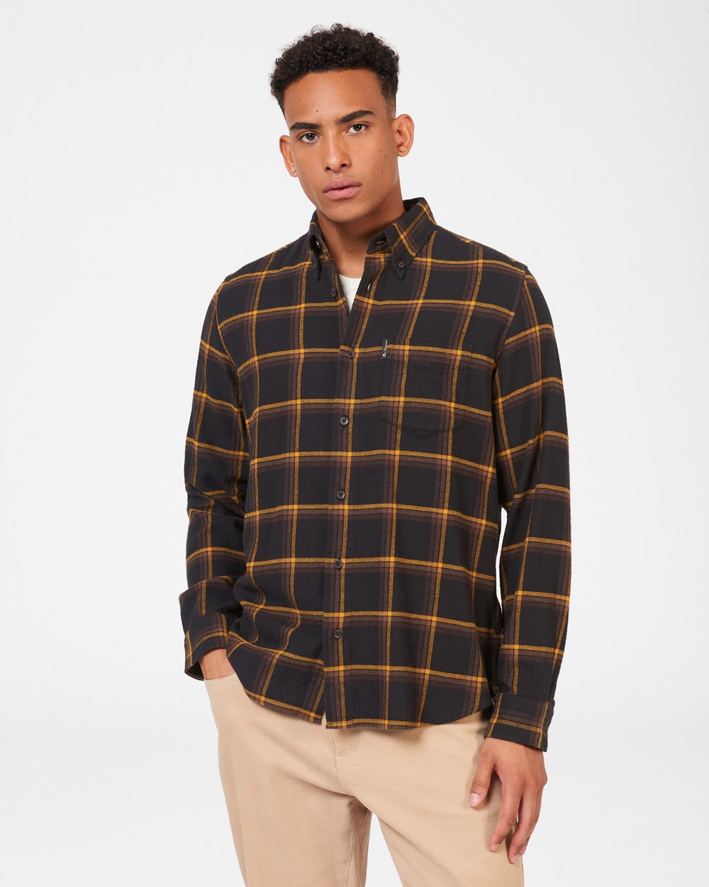 Ben Sherman Oversized Brushed Check Hemd Schwarz | JHU-973801