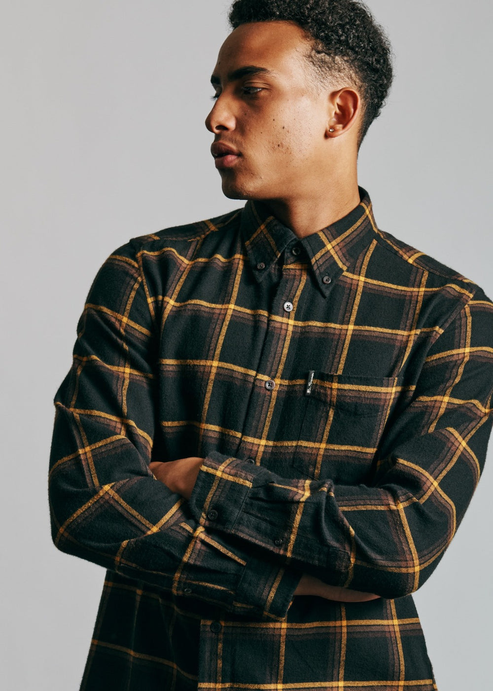 Ben Sherman Oversized Brushed Check Hemd Schwarz | JHU-973801