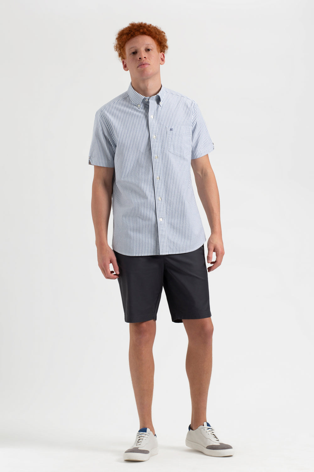 Ben Sherman Short Sleeve Brighton Oxford Organic Bengal Stripe Hemd Indigo | ANV-714906