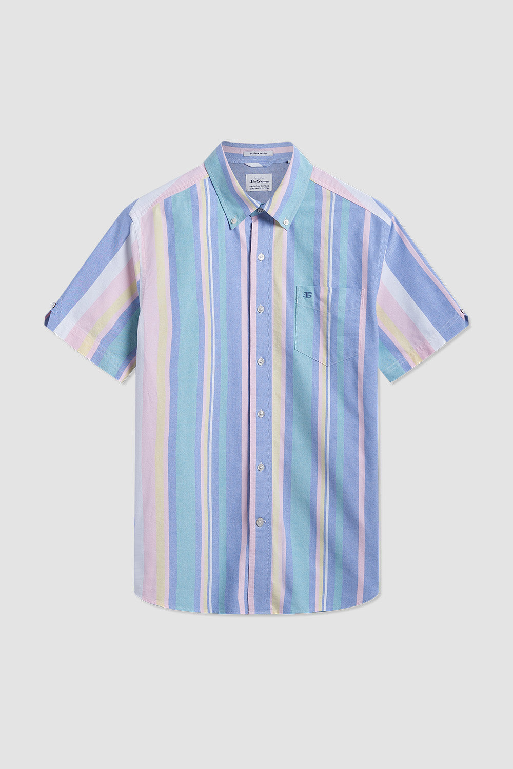 Ben Sherman Short Sleeve Brighton Oxford Organic Stripe Hemd Mehrfarbig | GNR-380562