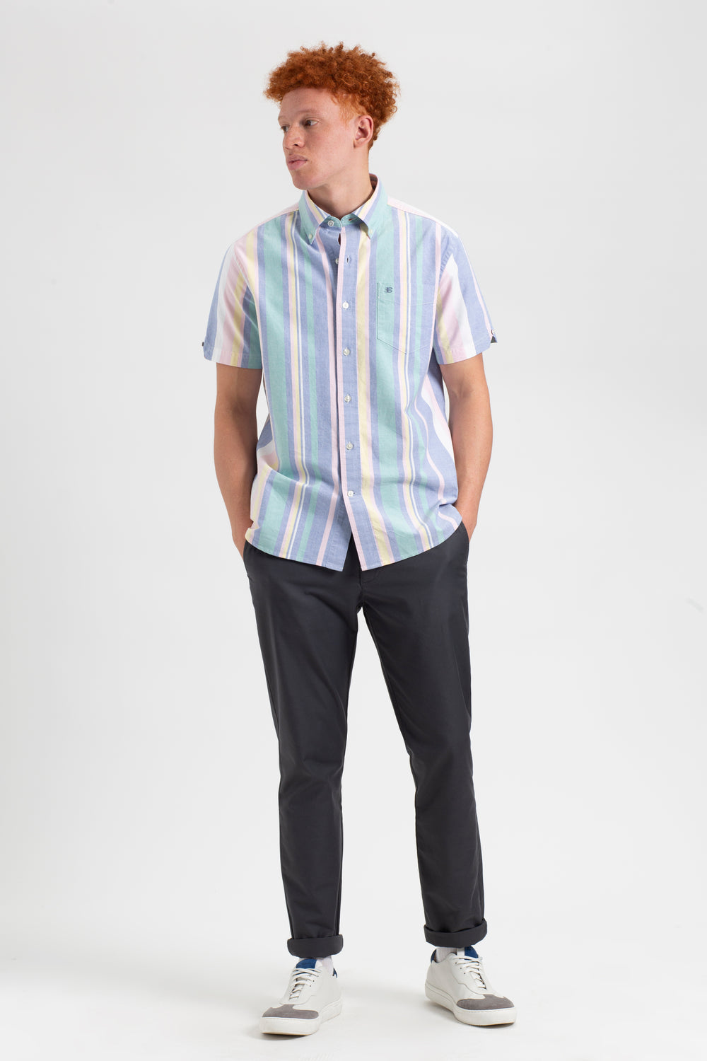 Ben Sherman Short Sleeve Brighton Oxford Organic Stripe Hemd Mehrfarbig | GNR-380562