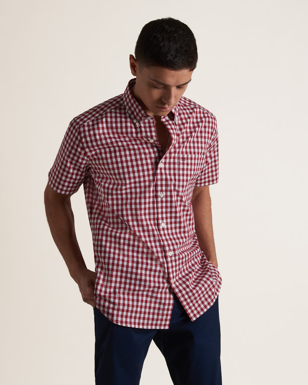 Ben Sherman Short Sleeve House Poplin Gingham Hemd Bordeaux | UWD-705813