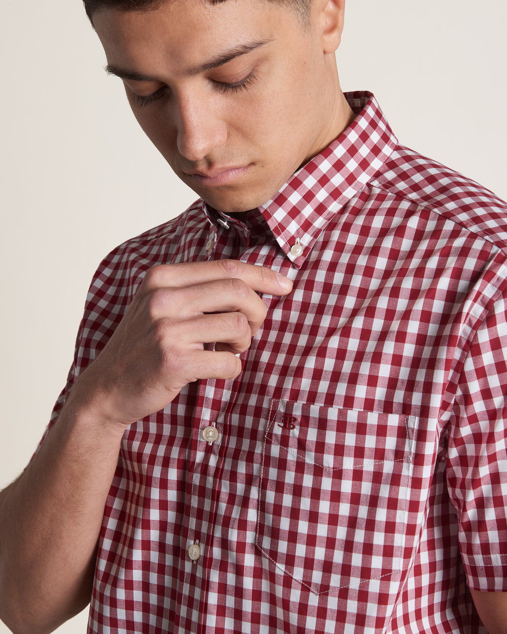 Ben Sherman Short Sleeve House Poplin Gingham Hemd Bordeaux | UWD-705813