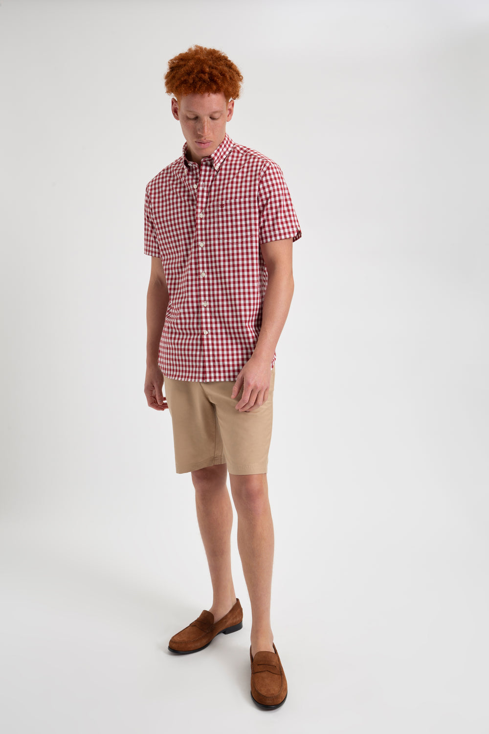 Ben Sherman Short Sleeve House Poplin Gingham Hemd Bordeaux | UWD-705813