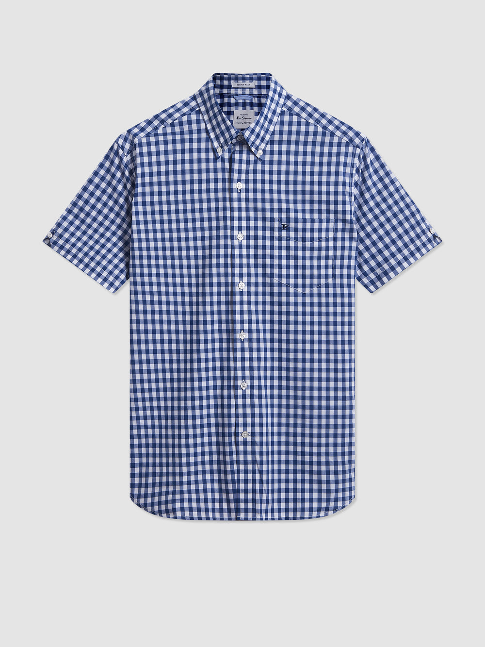 Ben Sherman Short Sleeve House Poplin Gingham Hemd Navy Olivgrün | NMC-564072