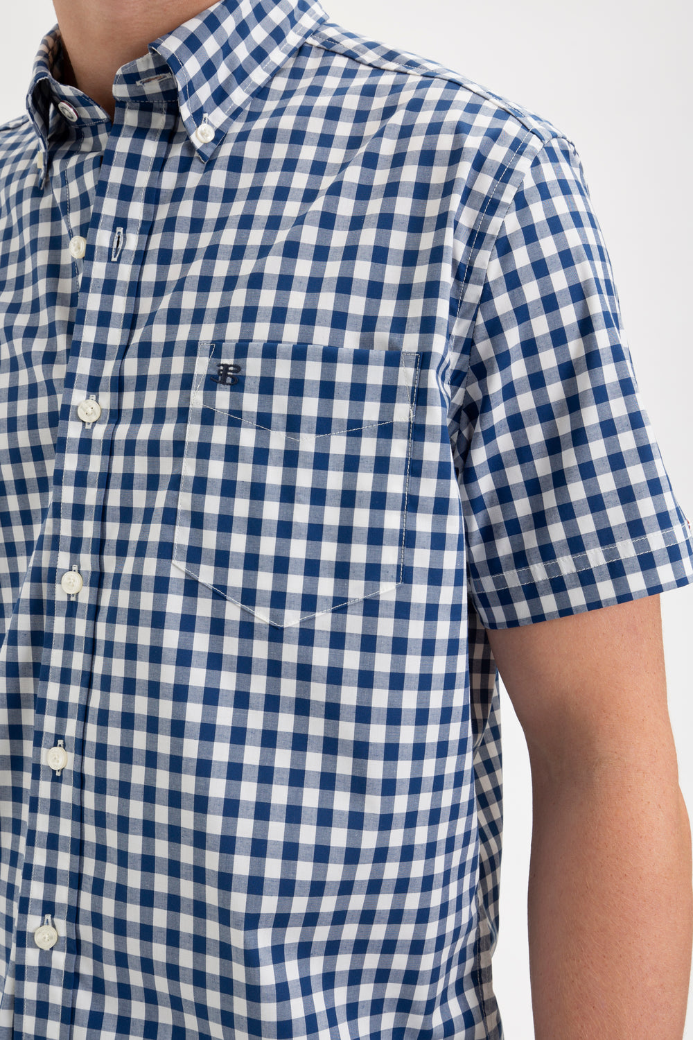 Ben Sherman Short Sleeve House Poplin Gingham Hemd Navy Olivgrün | NMC-564072