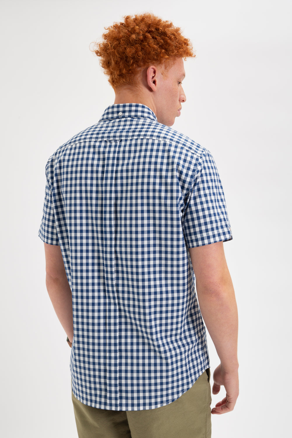 Ben Sherman Short Sleeve House Poplin Gingham Hemd Navy Olivgrün | NMC-564072