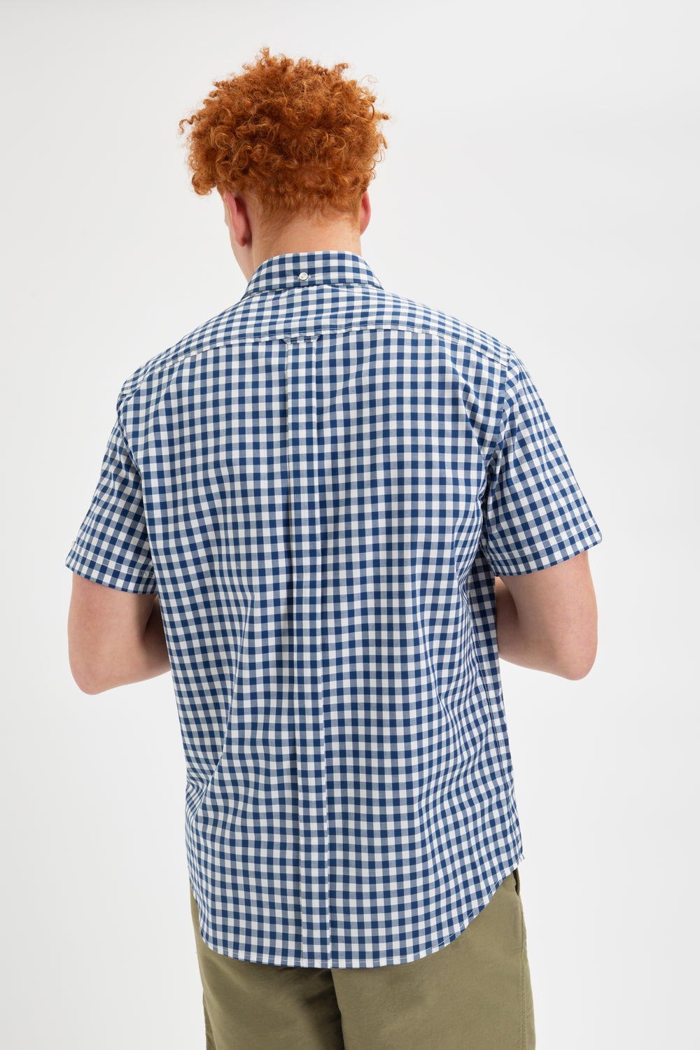 Ben Sherman Short Sleeve House Poplin Gingham Hemd Navy Olivgrün | NMC-564072