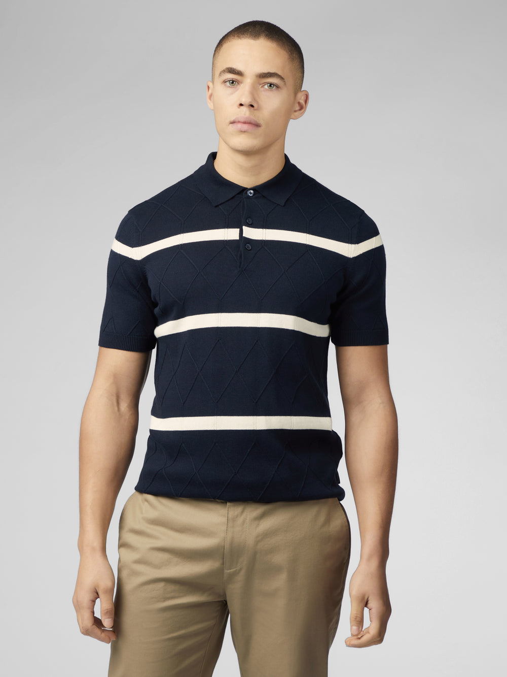 Ben Sherman Signature Argyle Stripe Polo Strickwaren Navy | ULK-251463