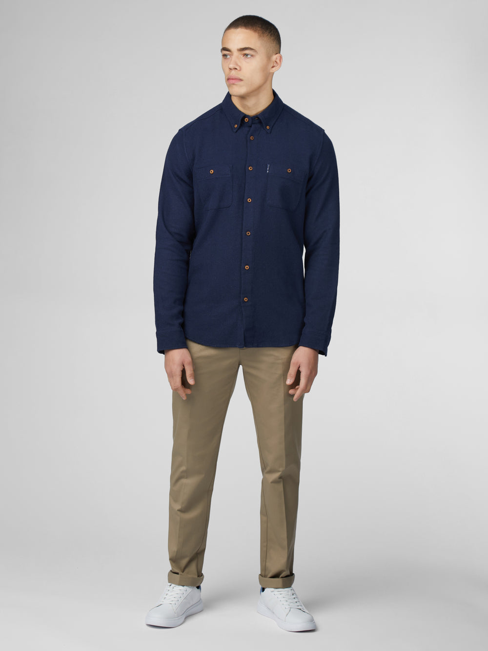 Ben Sherman Signature Boucle Hemd Navy | BTG-172986