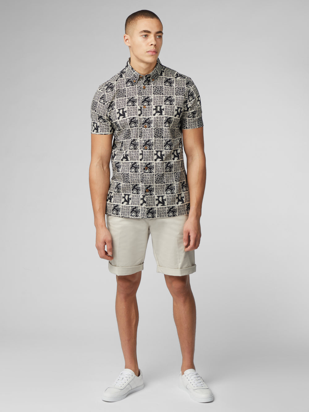 Ben Sherman Signature Checkerboard Paisley Print Hemd Schwarz | INC-631589