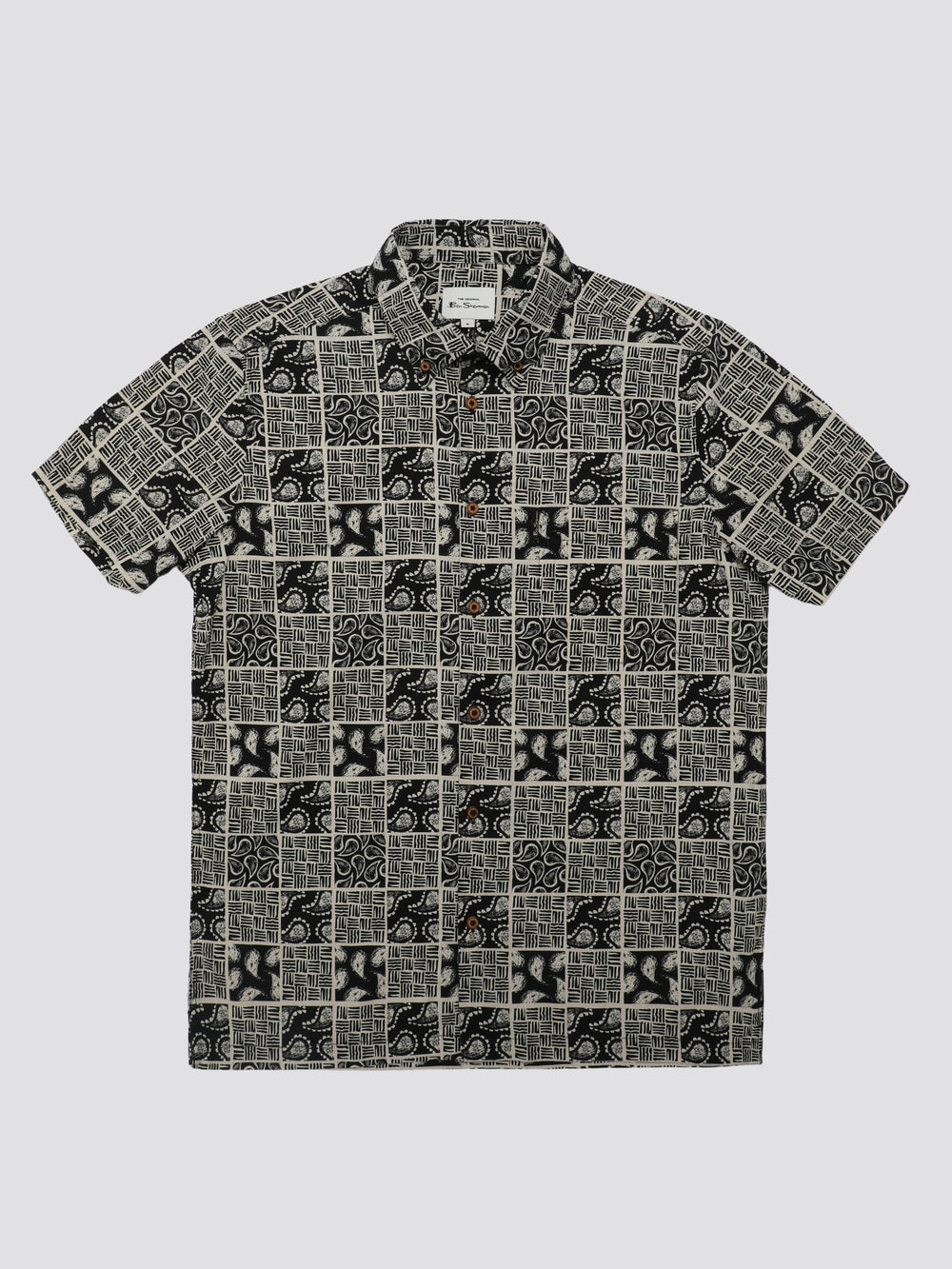 Ben Sherman Signature Checkerboard Paisley Print Hemd Schwarz | INC-631589