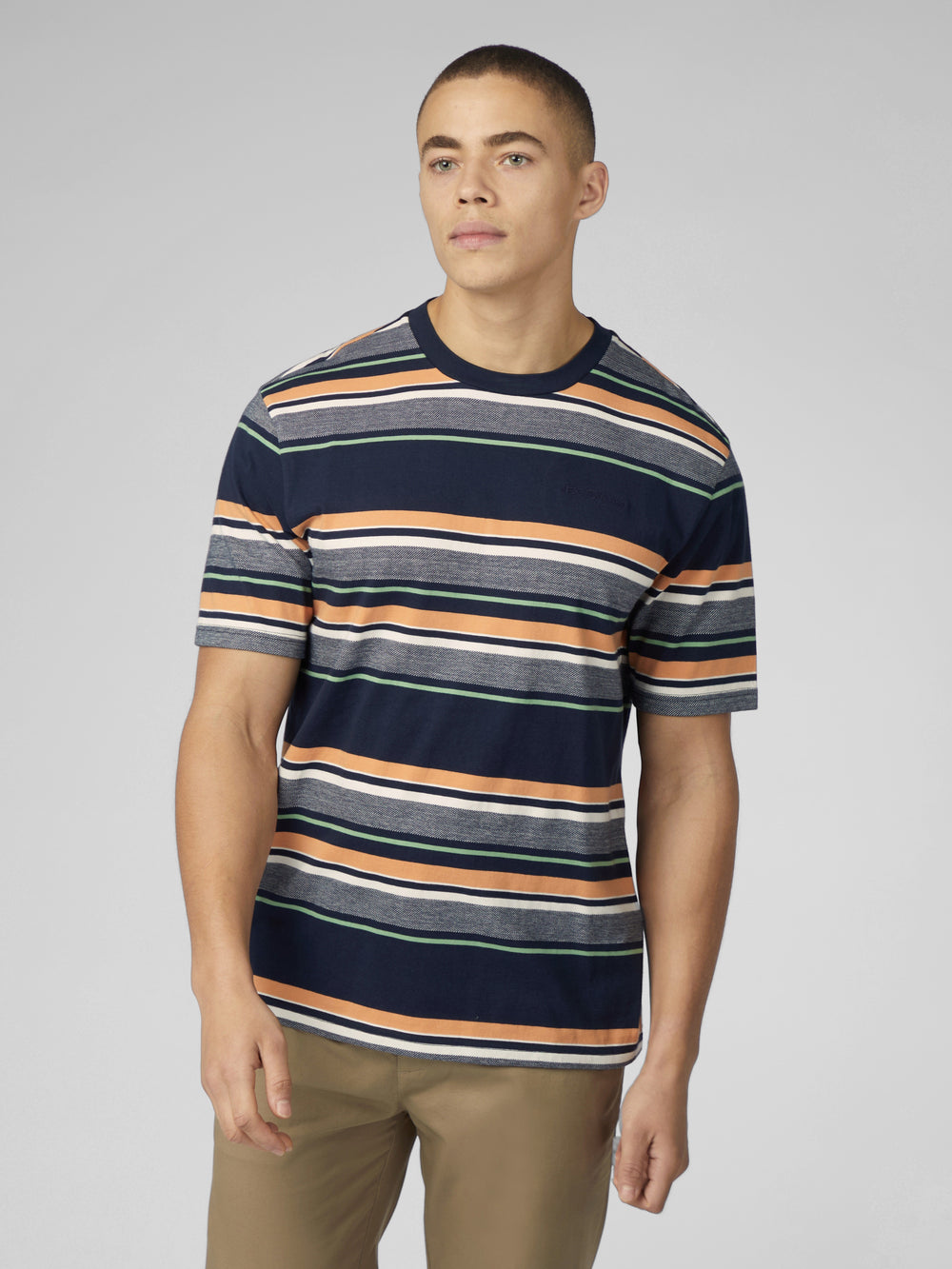 Ben Sherman Signature Engineered Stripe T-Shirt Navy | QVZ-839750