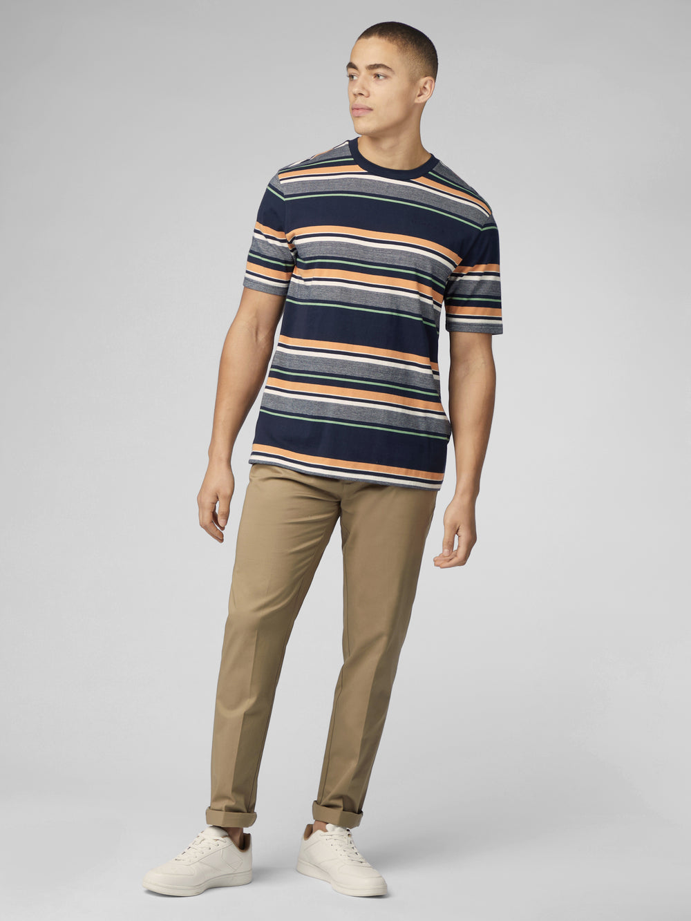 Ben Sherman Signature Engineered Stripe T-Shirt Navy | QVZ-839750