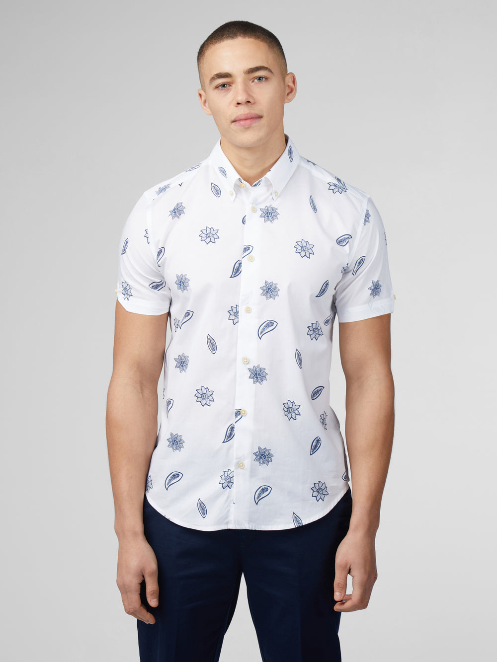 Ben Sherman Signature Floral Hemd Weiß | NYW-064723