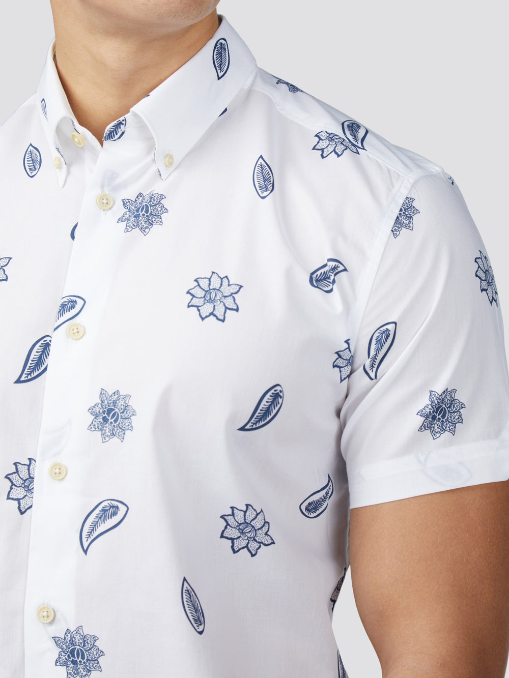 Ben Sherman Signature Floral Hemd Weiß | NYW-064723