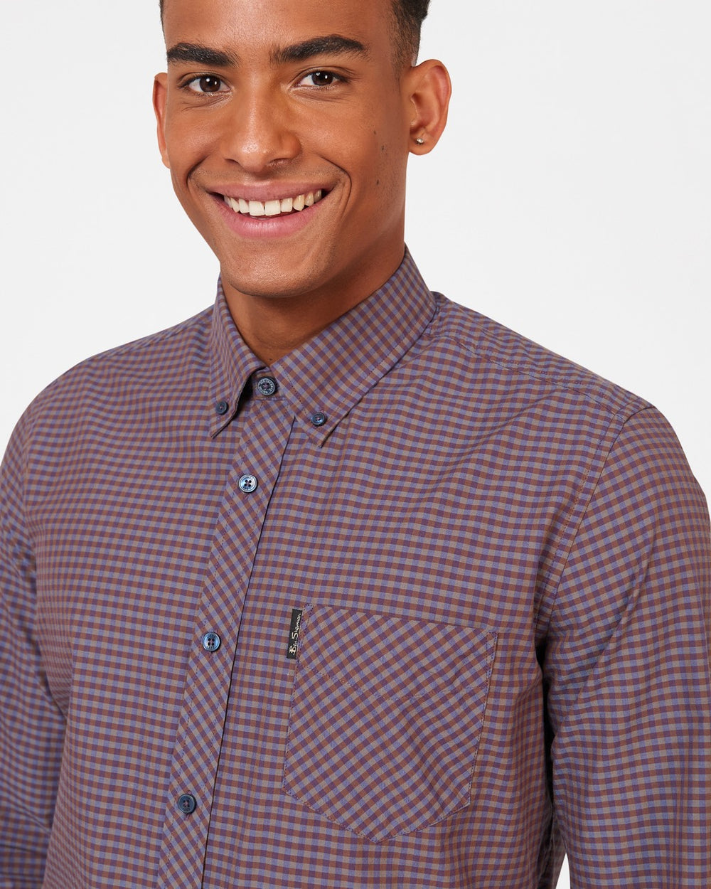 Ben Sherman Signature Gingham Long-Sleeve Hemd Lila | TXF-352047