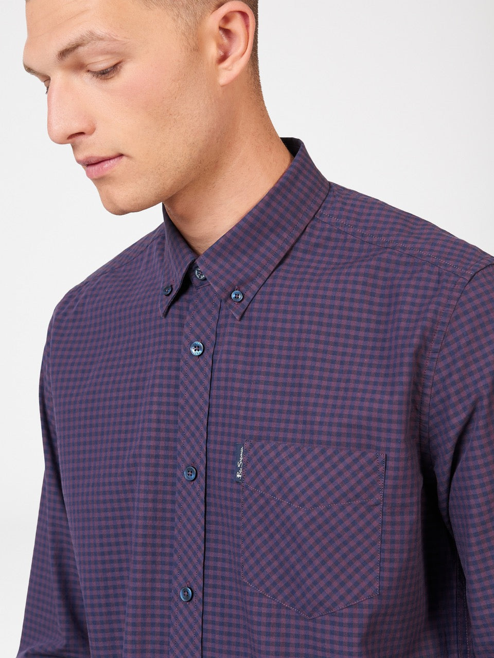 Ben Sherman Signature Gingham Long-Sleeve Hemd Lila | LXE-512837