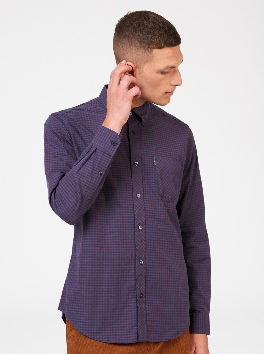 Ben Sherman Signature Gingham Long-Sleeve Hemd Lila | LXE-512837