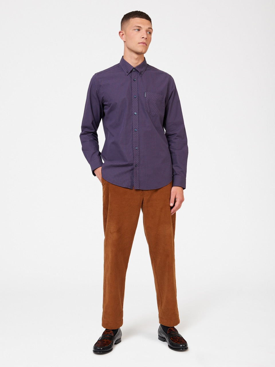 Ben Sherman Signature Gingham Long-Sleeve Hemd Lila | LXE-512837