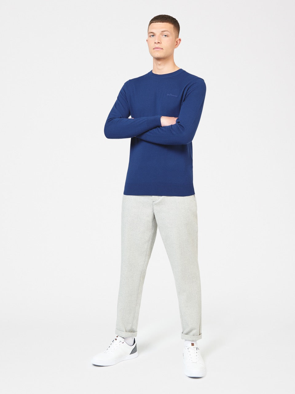 Ben Sherman Signature Merino Crewneck Strickwaren Blau | ZYI-627190