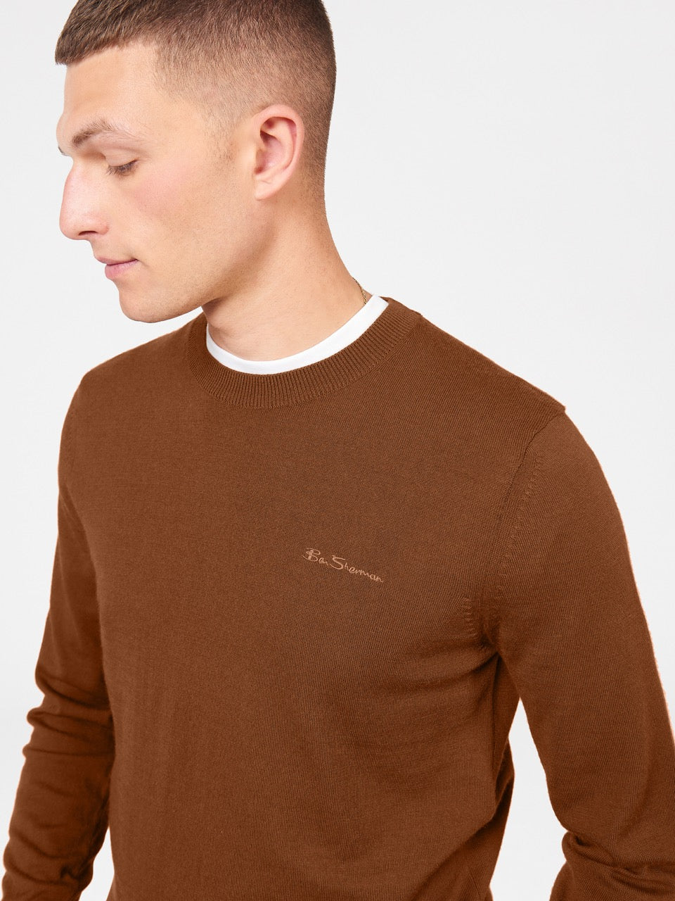 Ben Sherman Signature Merino Crewneck Strickwaren Braun | CFI-875926