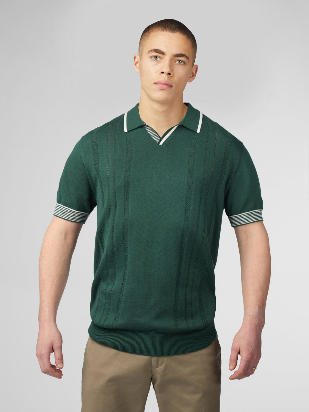 Ben Sherman Signature Open Neck Polo Strickwaren Grün | LGU-071926