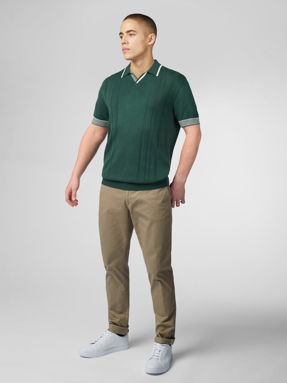 Ben Sherman Signature Open Neck Polo Strickwaren Grün | LGU-071926