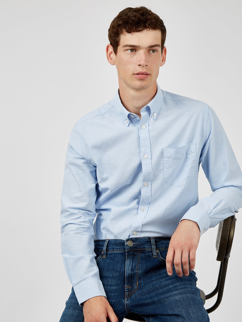 Ben Sherman Signature Organic Long-Sleeve Oxford Hemd Blau | QRT-847659