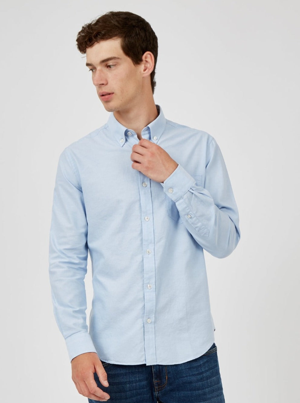 Ben Sherman Signature Organic Long-Sleeve Oxford Hemd Blau | QRT-847659