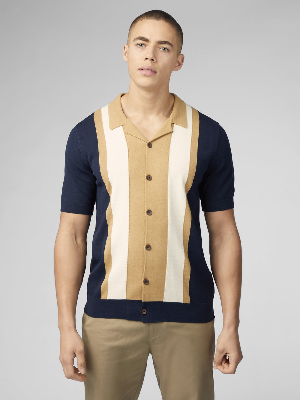 Ben Sherman Signature Resort Neck Button Through Polo Strickwaren Navy | MHV-165230