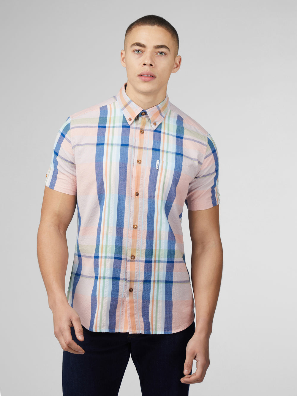 Ben Sherman Signature Seersucker Check Hemd Rosa | TUQ-520798