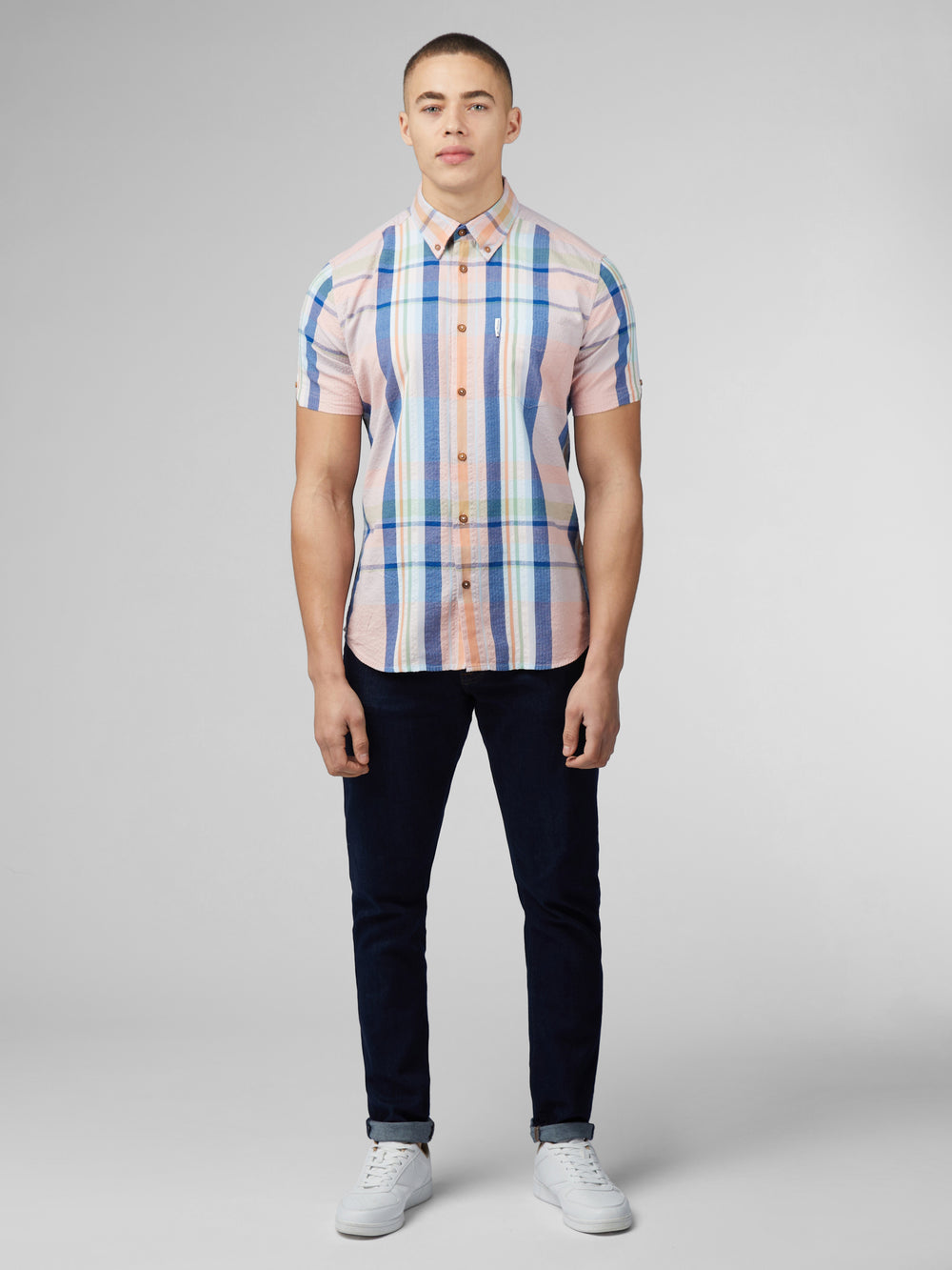 Ben Sherman Signature Seersucker Check Hemd Rosa | TUQ-520798