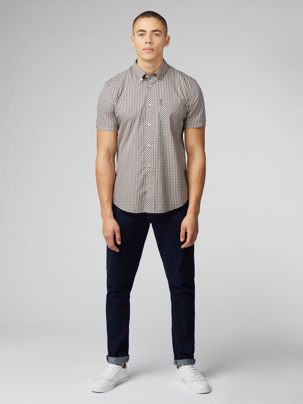 Ben Sherman Signature Short Sleeve Gingham Hemd Kupfer Orange | HOA-178935