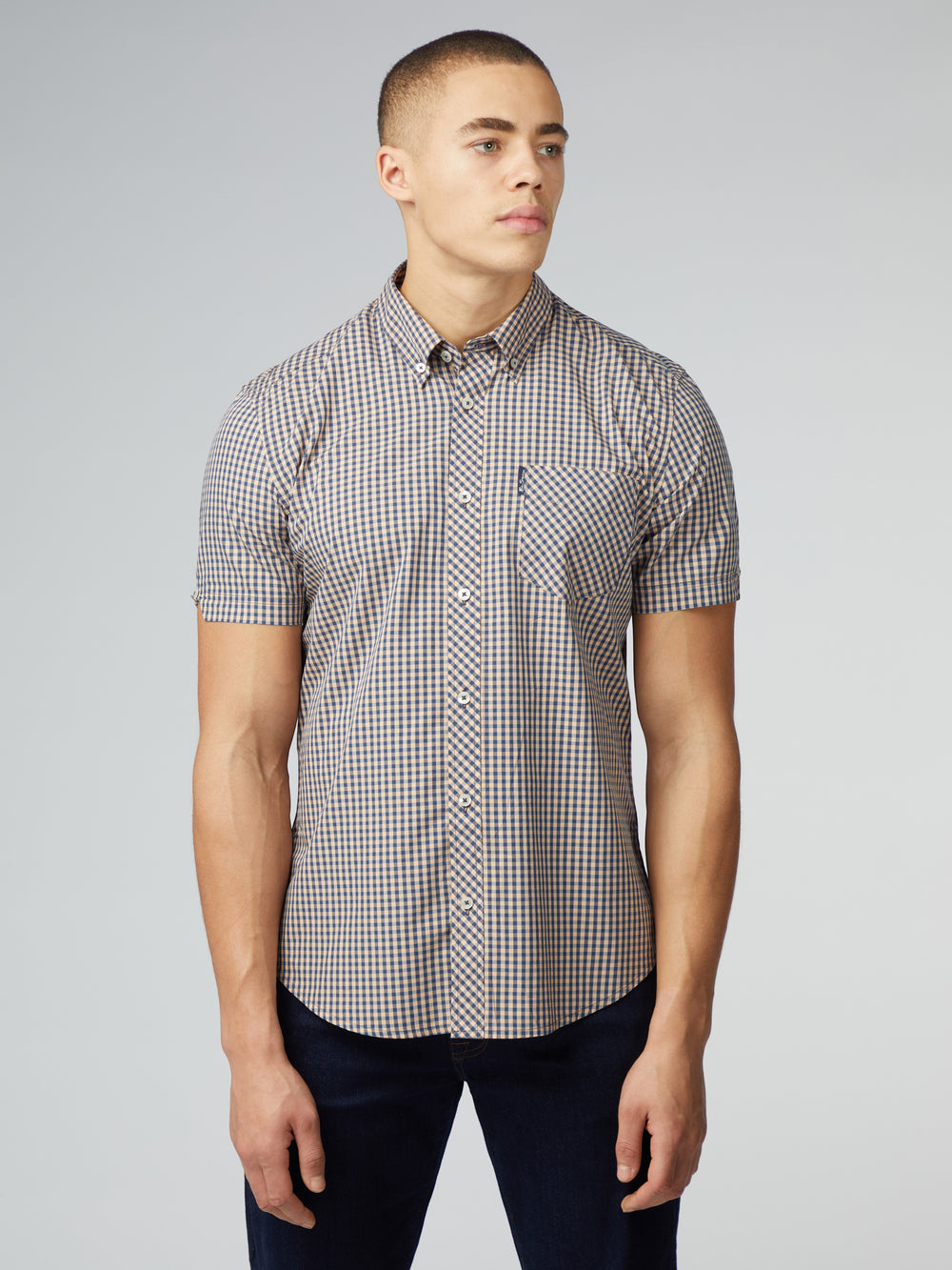 Ben Sherman Signature Short Sleeve Gingham Hemd Kupfer Orange | HOA-178935