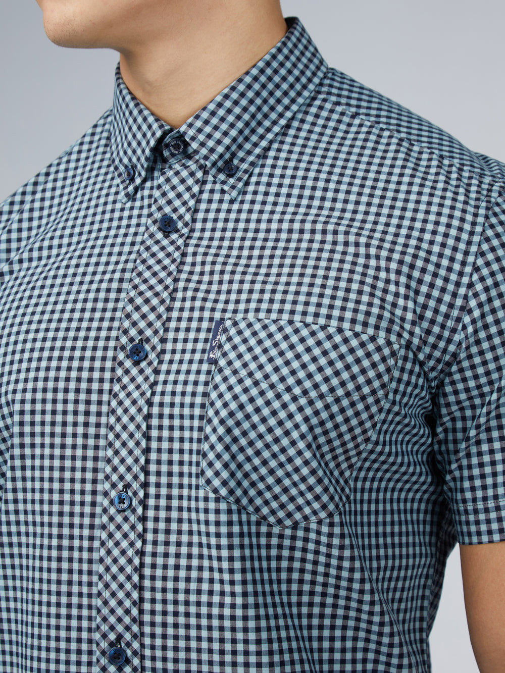 Ben Sherman Signature Short Sleeve Gingham Hemd Blau | NUA-205137