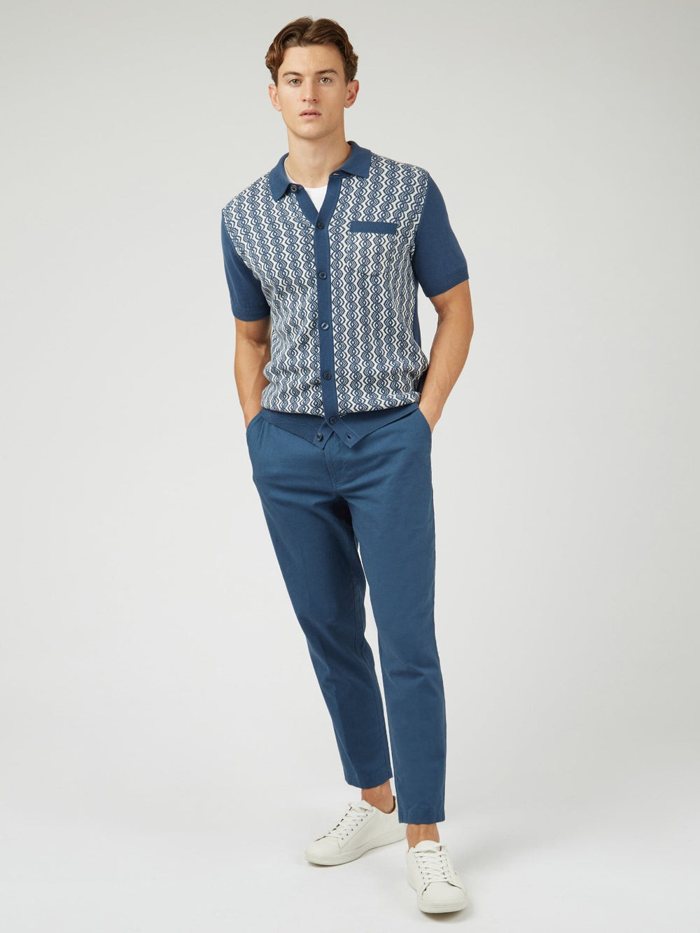 Ben Sherman Signature Slim Taper Linen Hose Blau | ZVG-829051