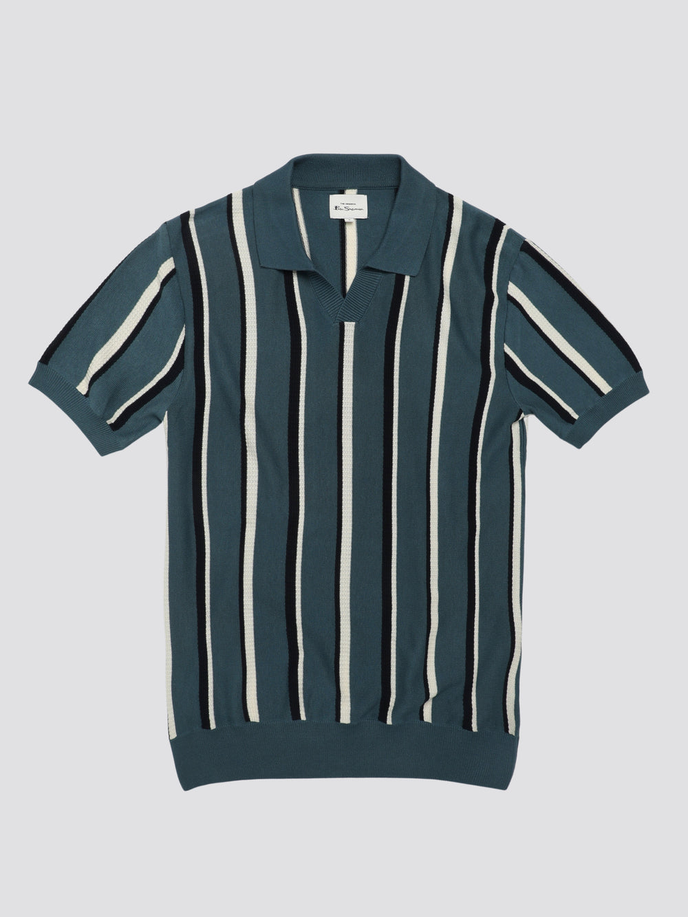 Ben Sherman Signature Vertical Stripe Open Neck Polo Strickwaren Türkis | TRF-704168