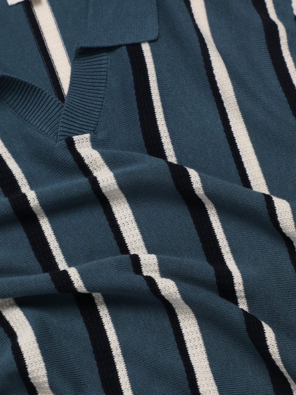 Ben Sherman Signature Vertical Stripe Open Neck Polo Strickwaren Türkis | TRF-704168