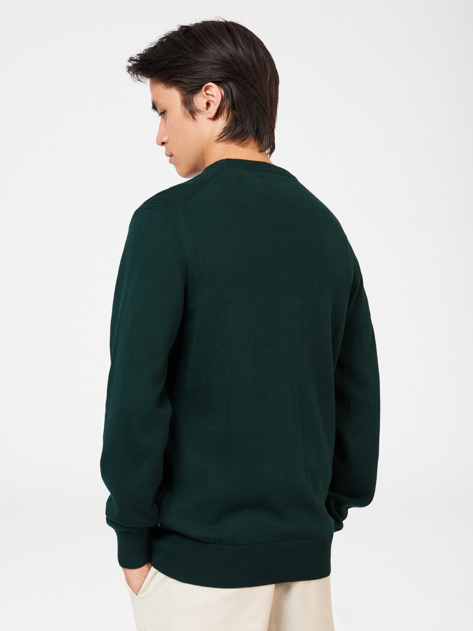 Ben Sherman Textured Crewneck Strickwaren Dunkelgrün | EJU-296475