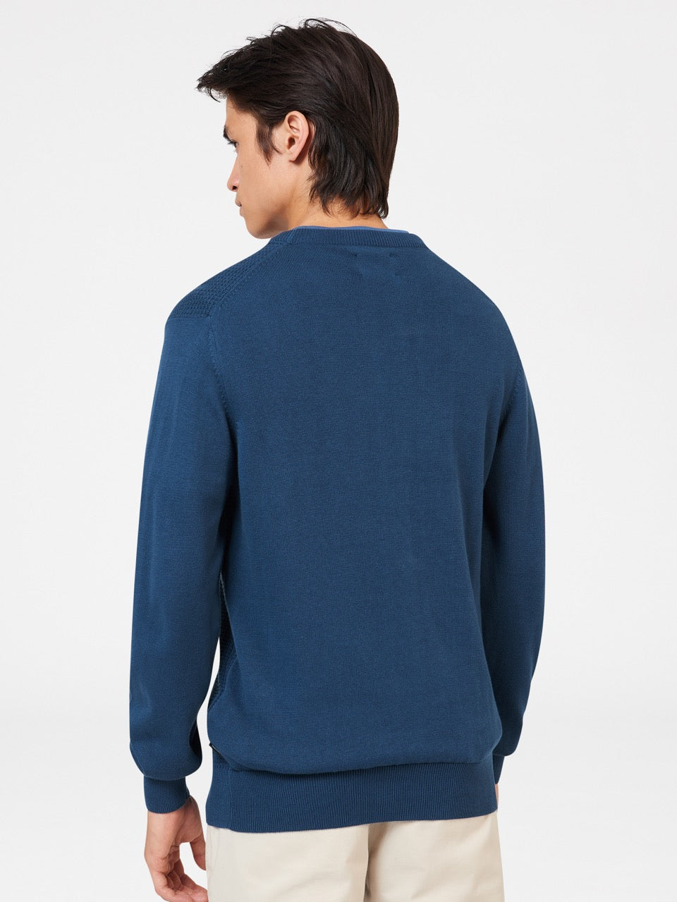 Ben Sherman Textured Crewneck Strickwaren Indigo | DNG-864105