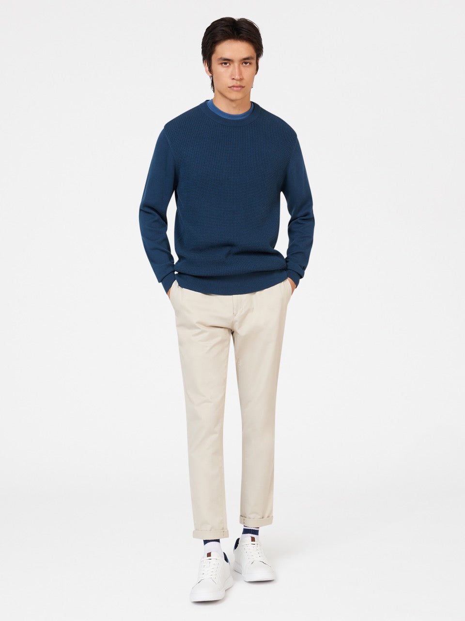 Ben Sherman Textured Crewneck Strickwaren Indigo | DNG-864105