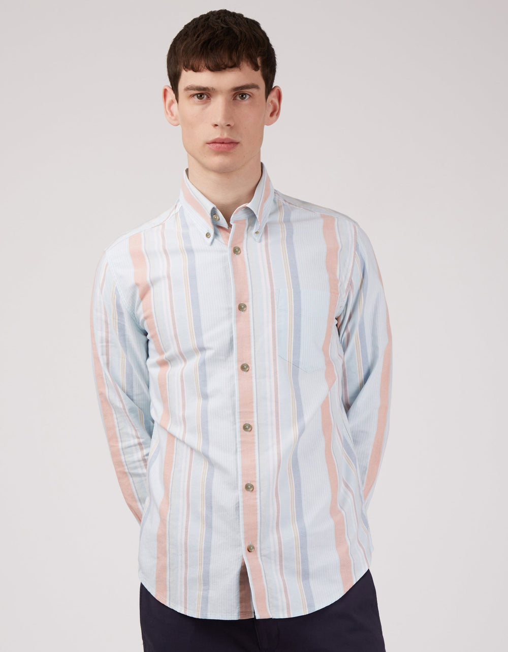 Ben Sherman The Oxford Ivy Stripe Long-Sleeve Hemd Blau | SQU-140523