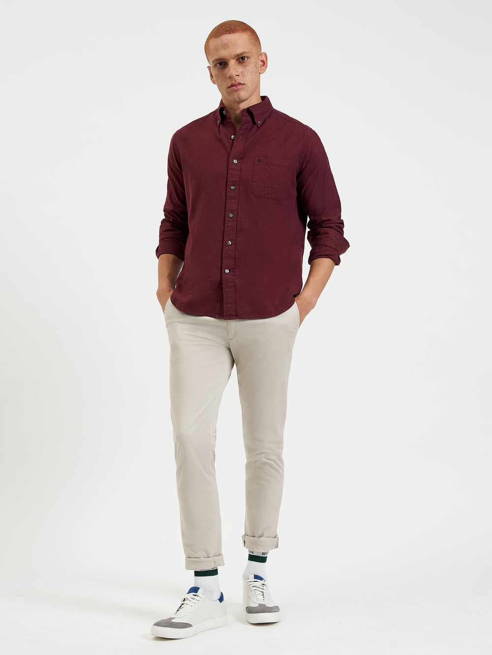 Ben Sherman Uniform Flannel Hemd Bordeaux Navy Beige | XEM-718530