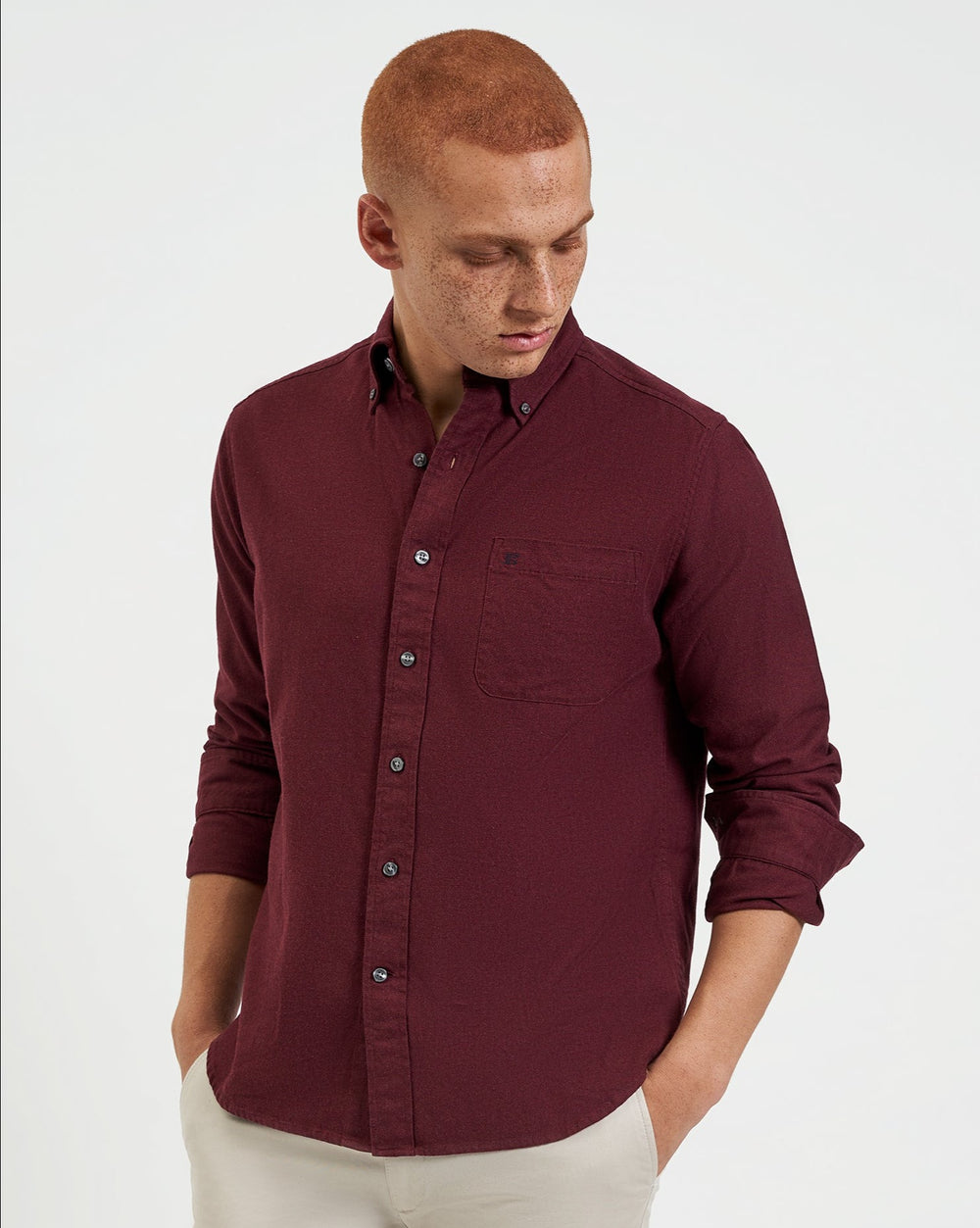 Ben Sherman Uniform Flannel Hemd Bordeaux Navy Beige | XEM-718530