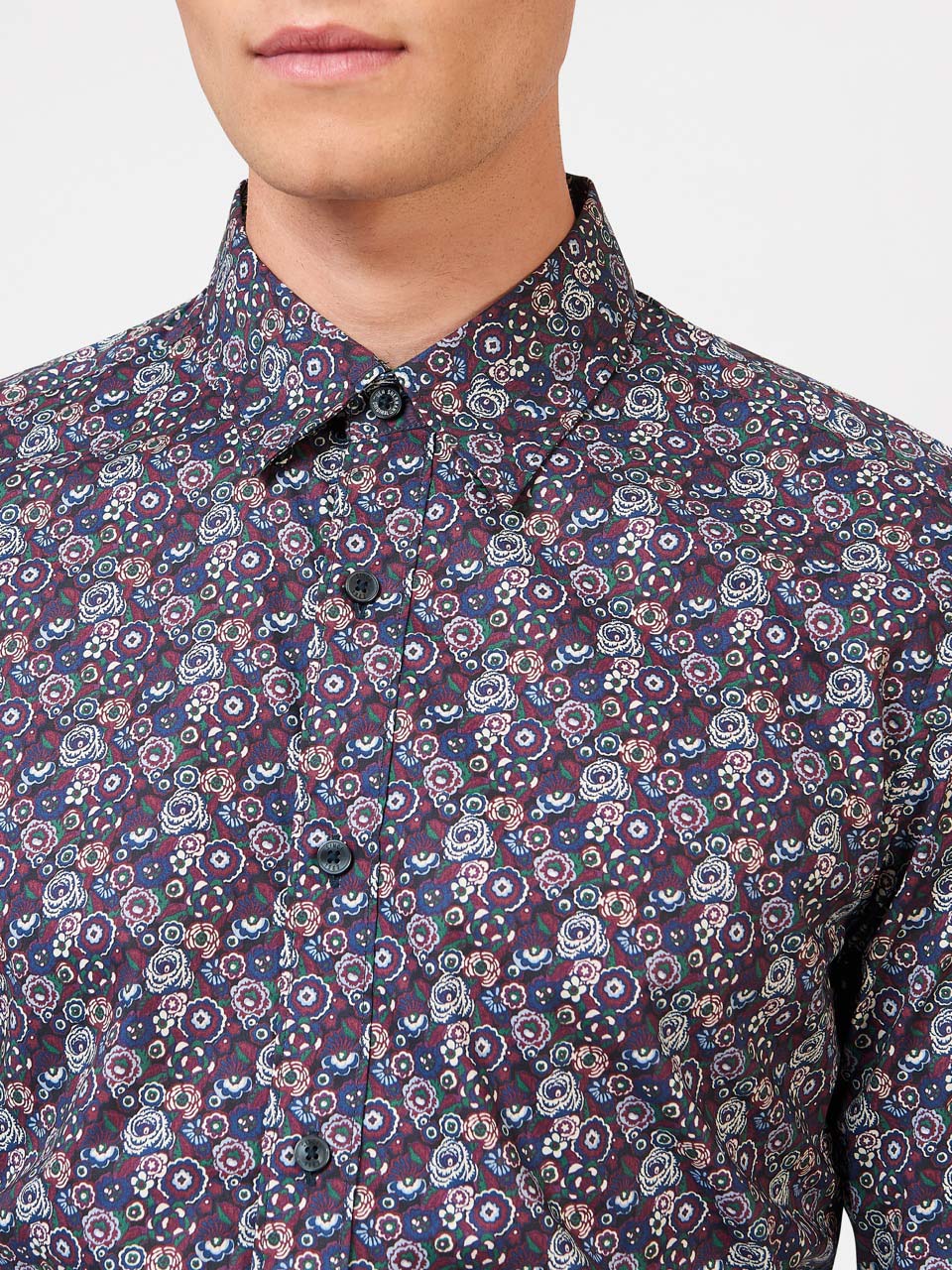 Ben Sherman Winter Floral Hemd Lila | ELK-720561